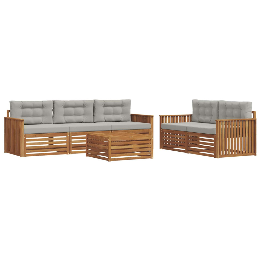 Ensemble de canapés d'extérieur 6 pcs gris naturel et clair