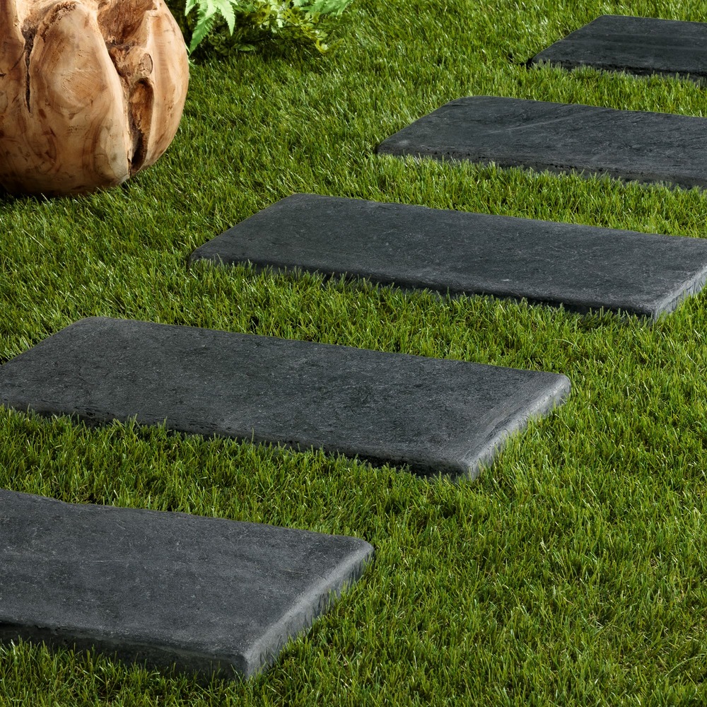 Pas japonais rectangle ardoise noire vieilli 50x25x3 cm (à l'unité) - ro'ma nature