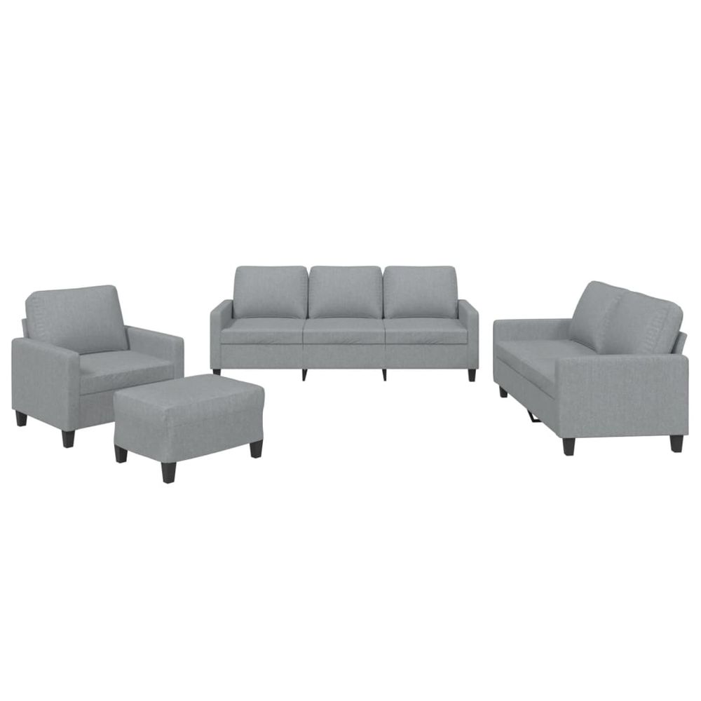 Ensemble de canapés 4 pcs avec coussins gris clair tissu