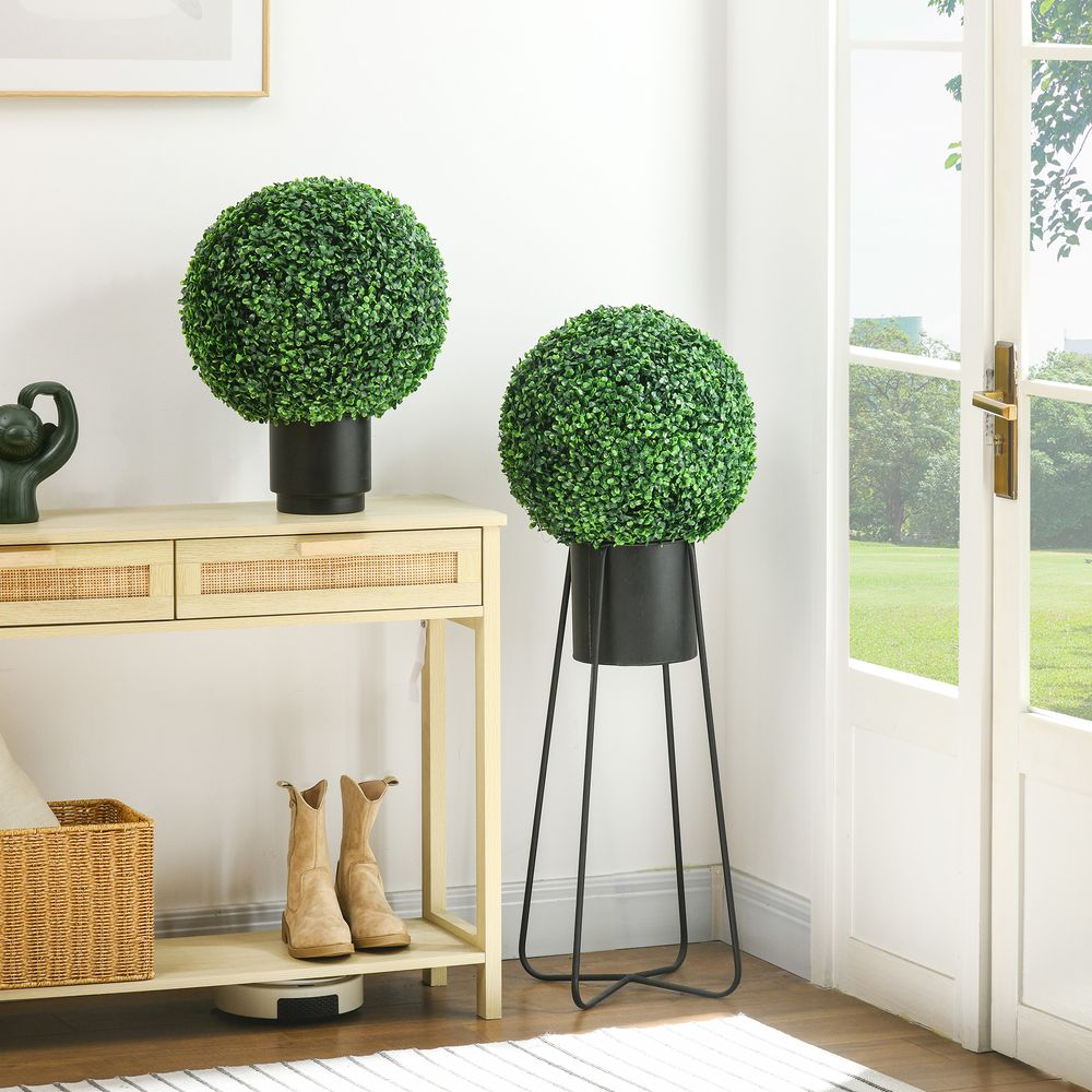Lot de 2 boules de buis artificiel plastique intérieur extérieur anti-uv ø40cm vert