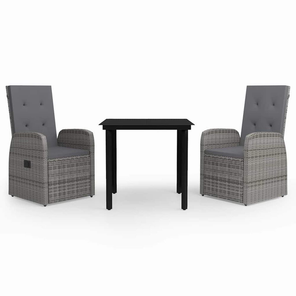 Ensemble à manger de jardin avec coussins 3 pcs gris