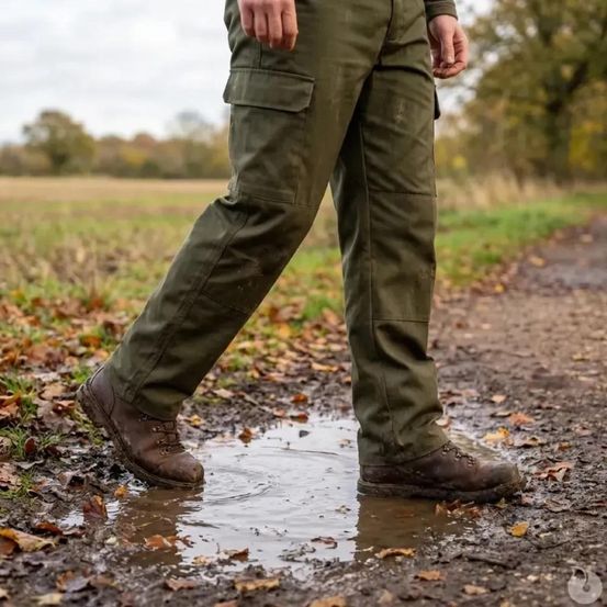 Pantalon homme basic kaki en polycoton avec renforts aux genoux