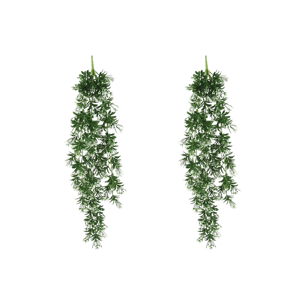 Chute plante artificielle fleurs blanches 90cm lot de 2