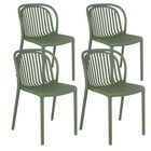 Lot de 4 chaises de terrasse en plastique vert olive