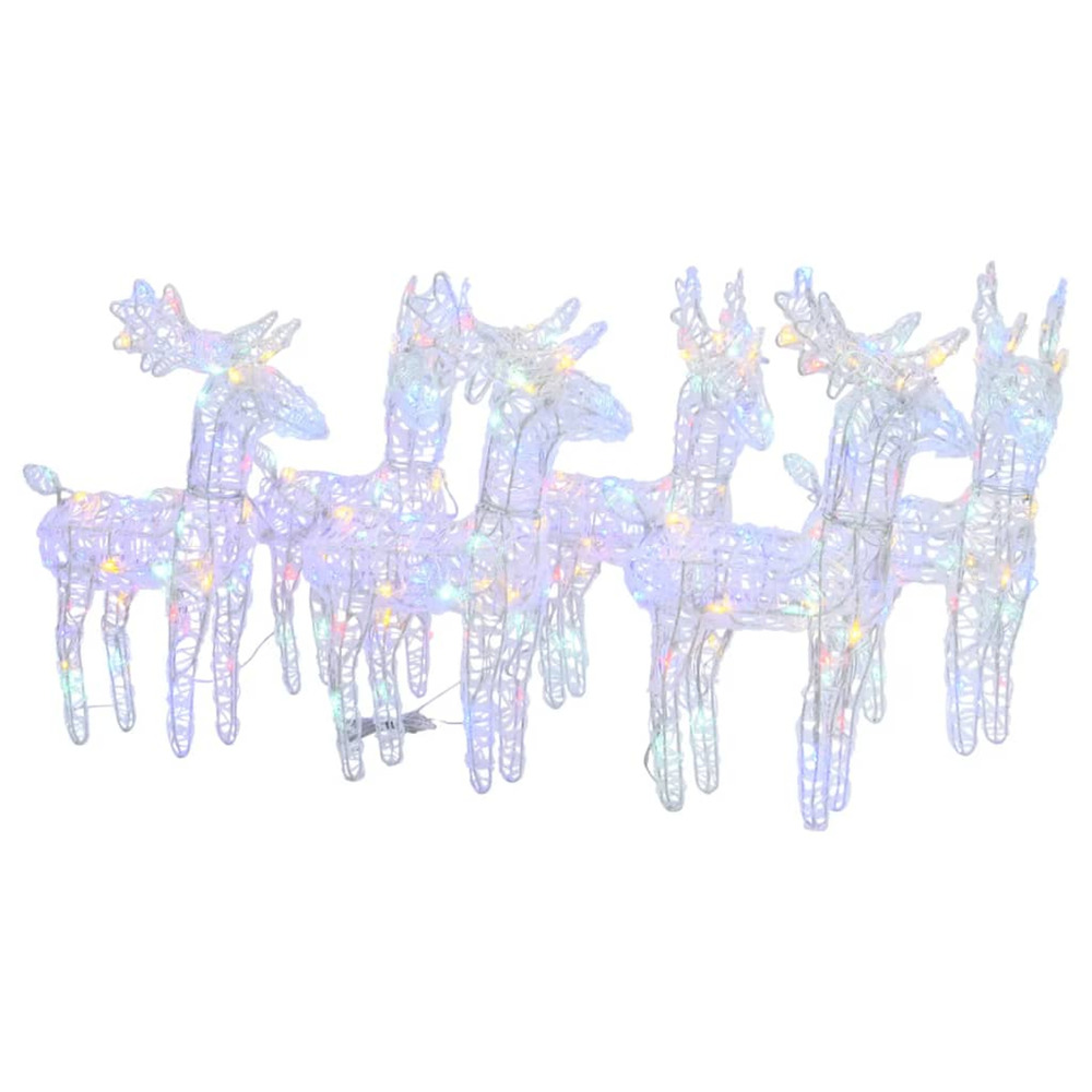 Rennes de noël 6 pcs 240 led multicolore acrylique