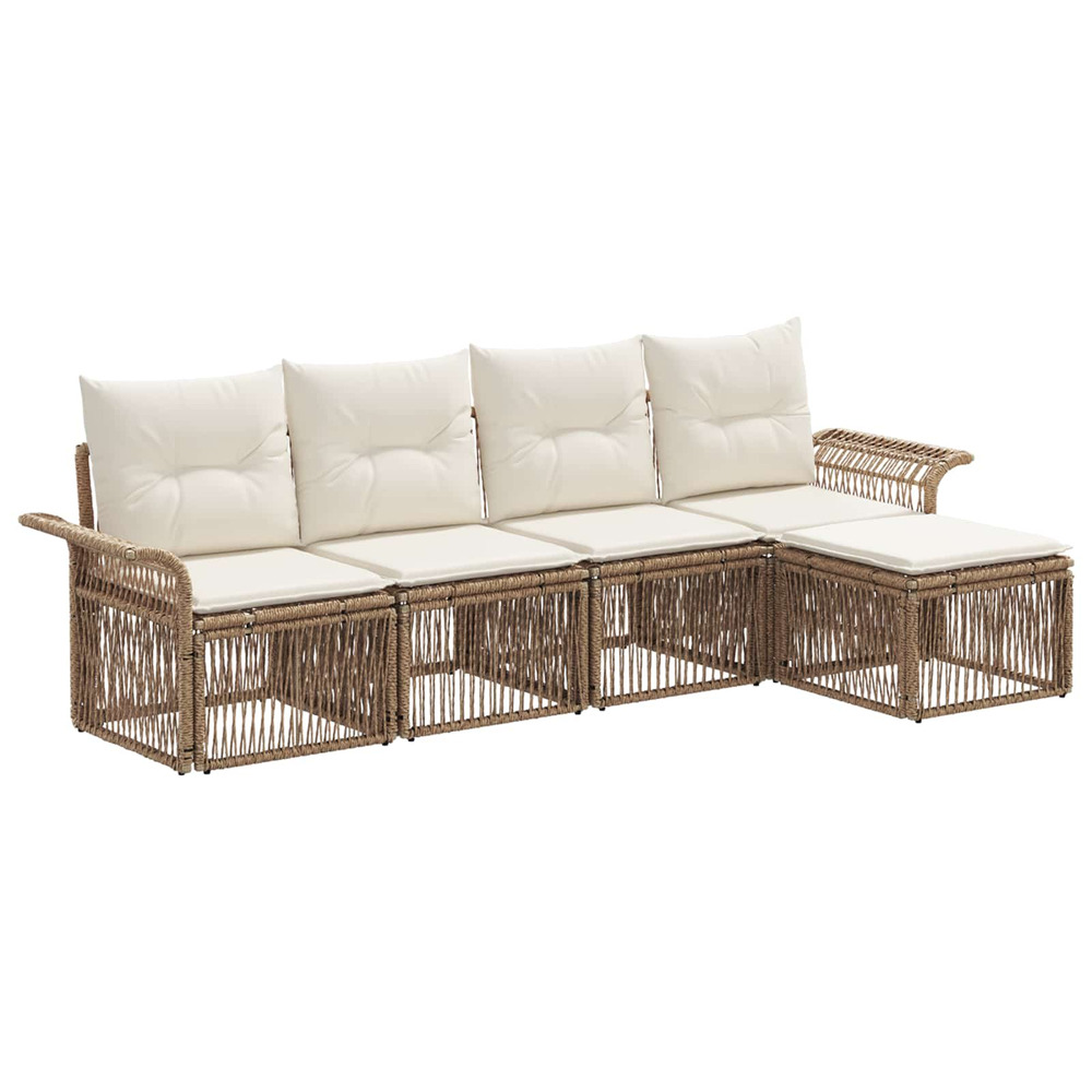 Ensemble de canapé de jardin 5 pcs beige polyrotin