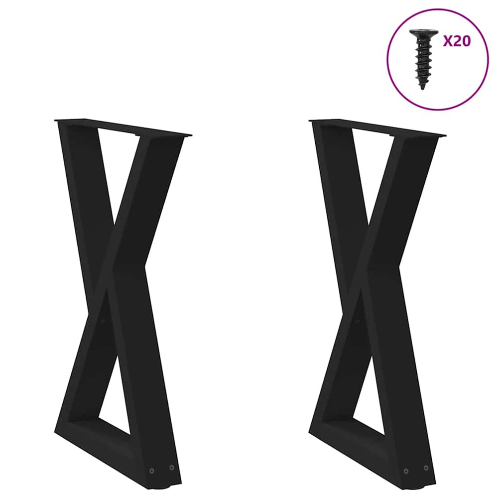 Pieds de table à manger 2 pièces noir 50 x (72-73,3) cm acier