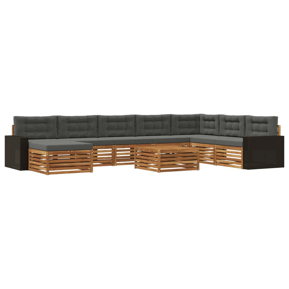 Ensemble de canapés d'extérieur 9 pc naturel et anthracite