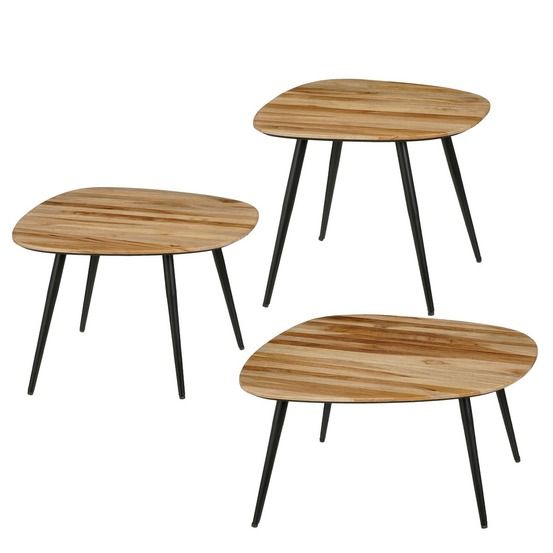 Mica decorations jailey table d'appoint - lot de 3 - marron