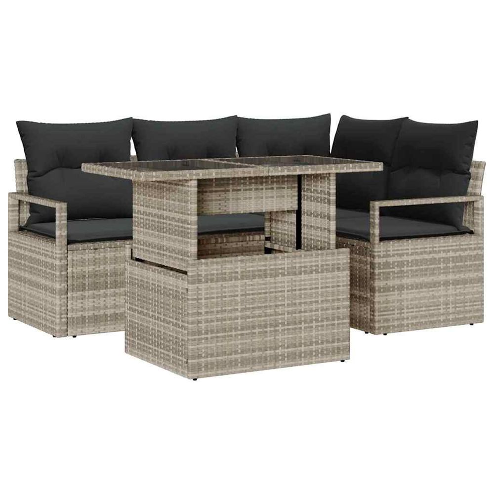 Ensemble de canapé de jardin 5 pc 4-nombre de places gris clair