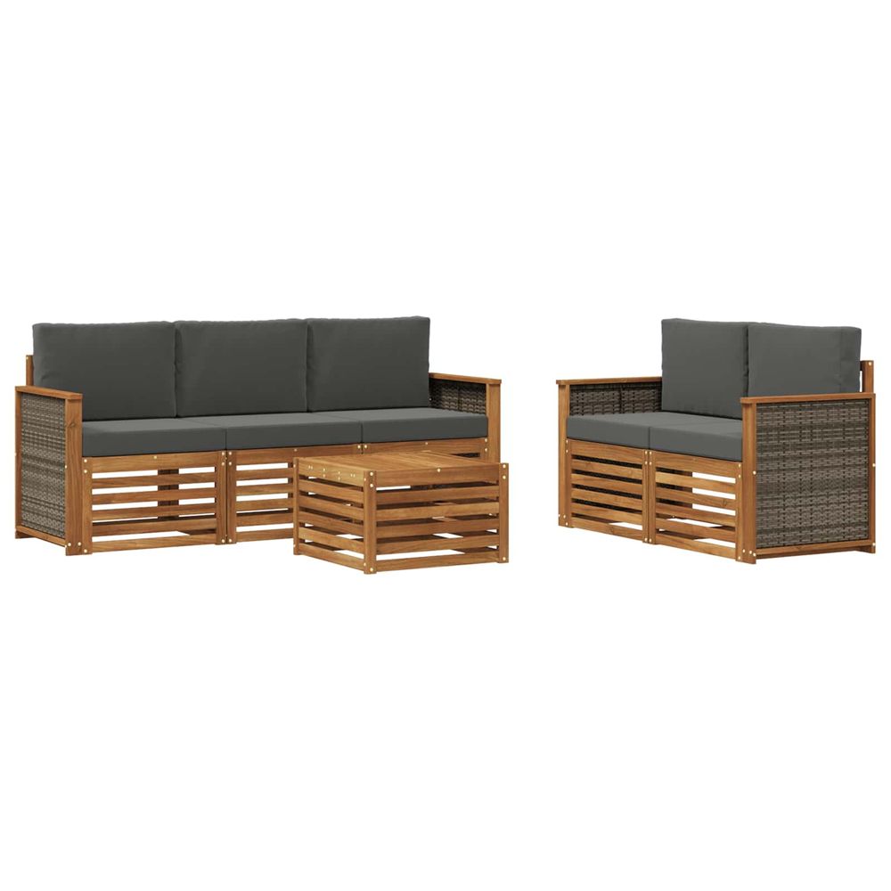 Ensemble de canapés d'extérieur 6 pc naturel et anthracite