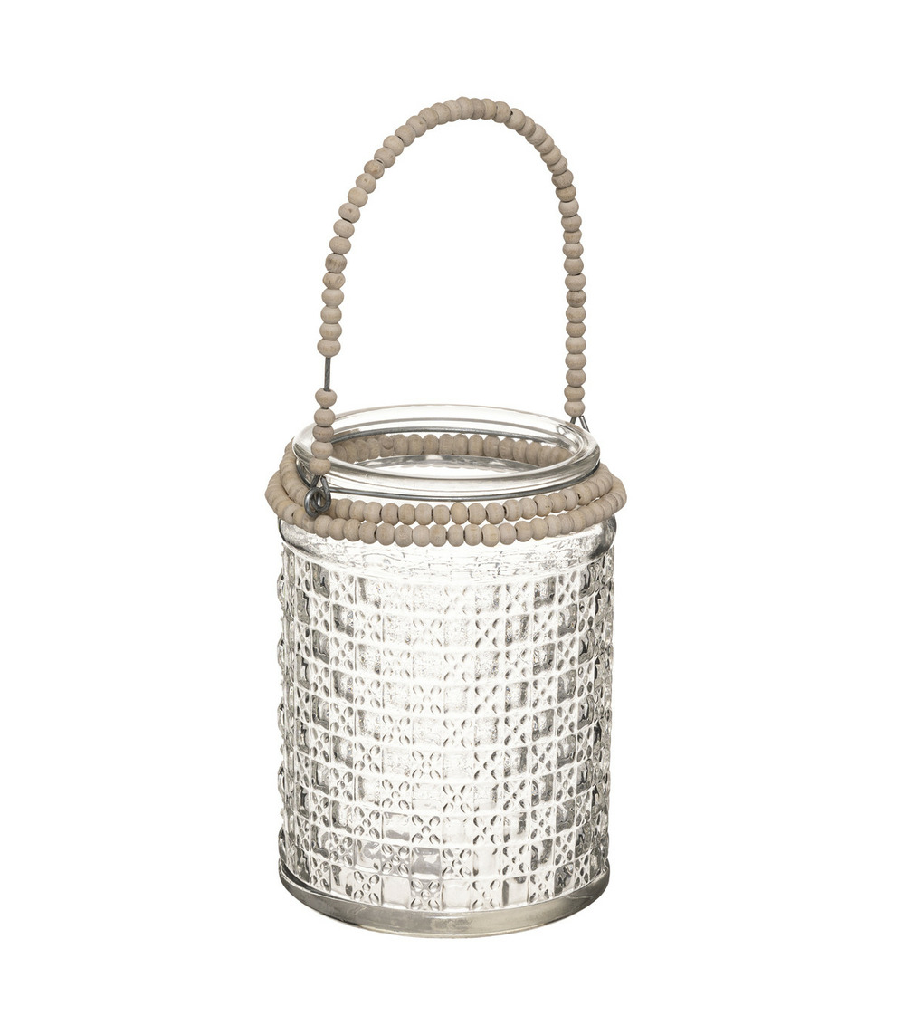 Bougeoir photophore en verre déco h 13 cm