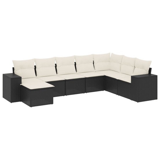 Salon de jardin 8 pcs avec coussins noir résine tressée