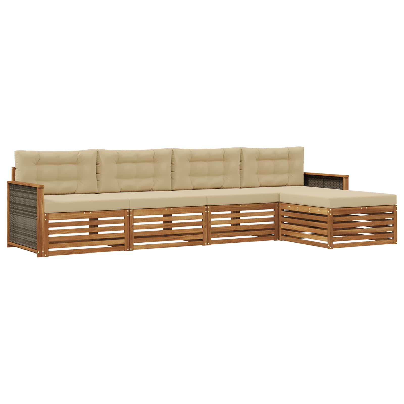 Ensemble de canapés d'extérieur 5 pcs naturel et beige