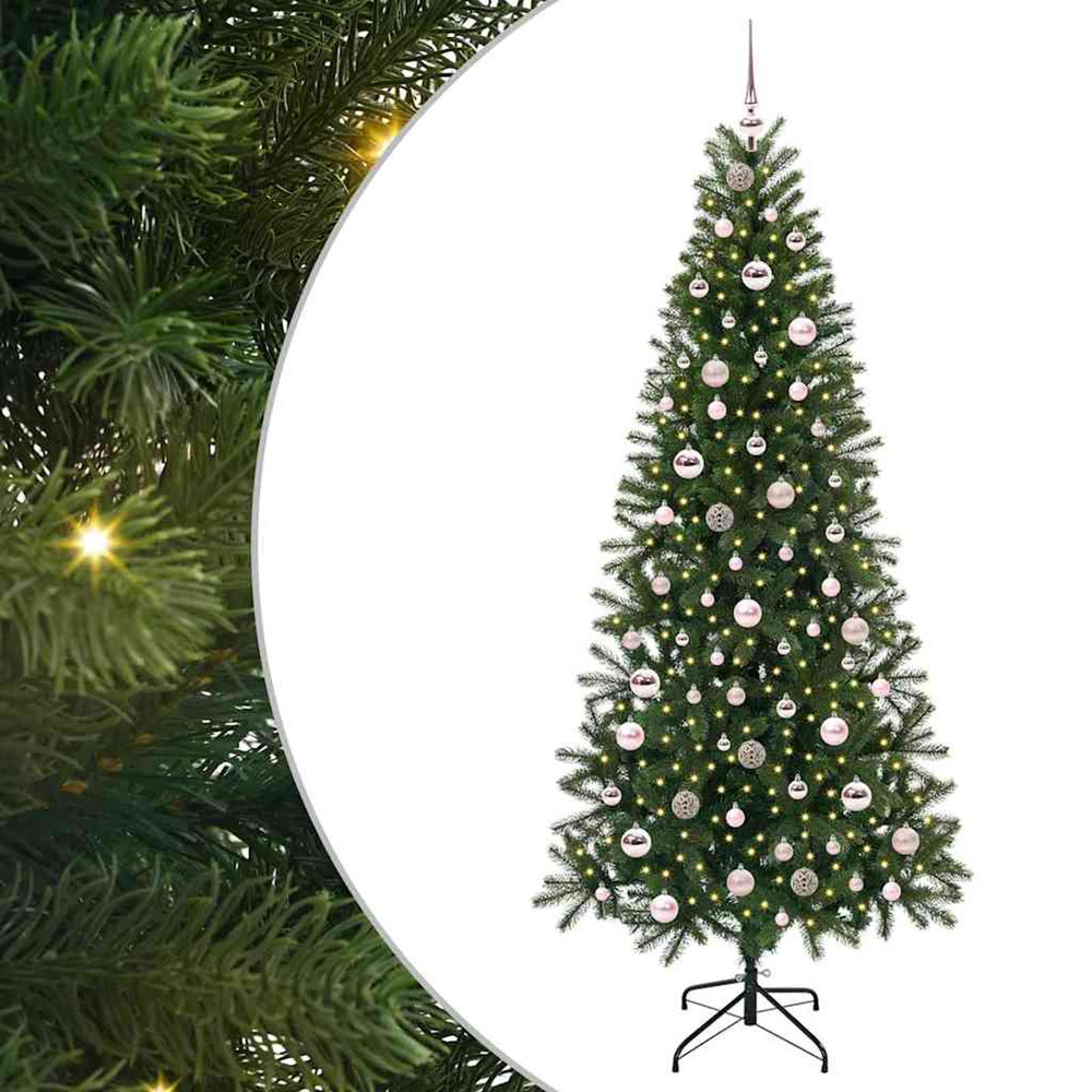 Sapin de noël artificiel avec 300 led vert 210 cm pe et pvc