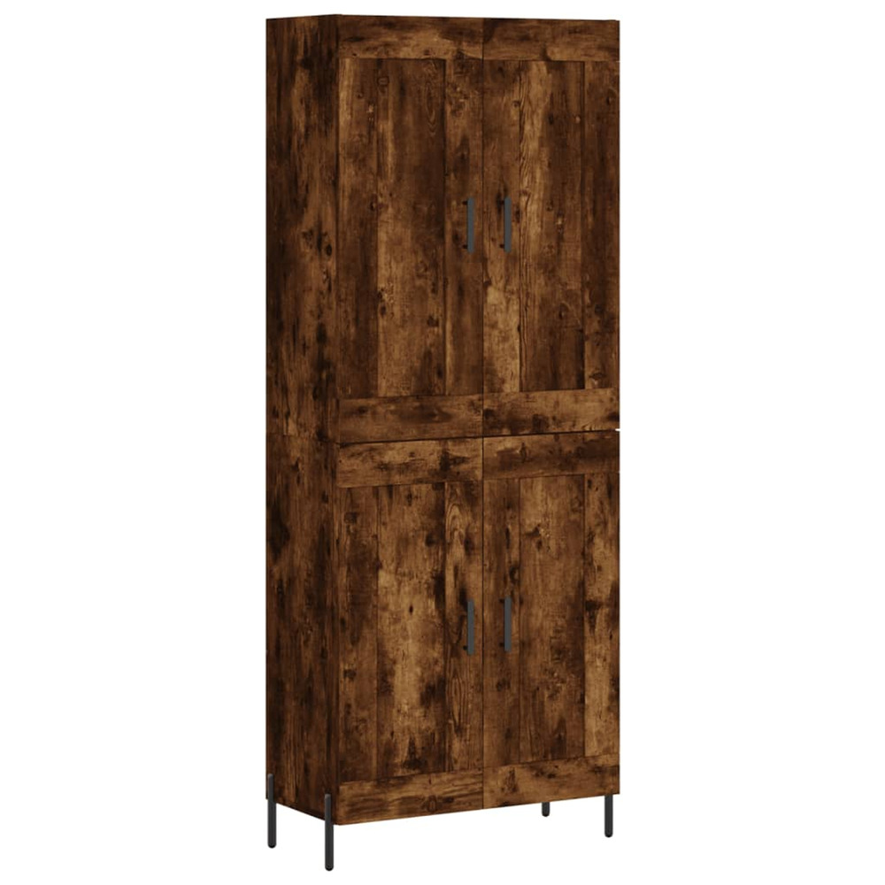 Buffet haut chêne fumé 69,5x34x180 cm bois d'ingénierie
