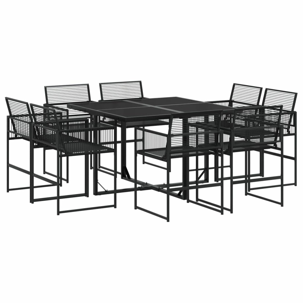 Ensemble à manger de jardin 9 pcs noir résine tressée