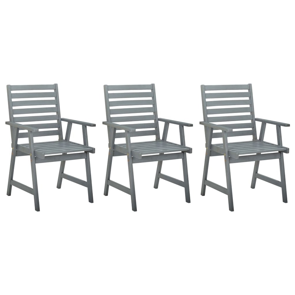 Chaises à manger d'extérieur lot de 3 gris bois d'acacia