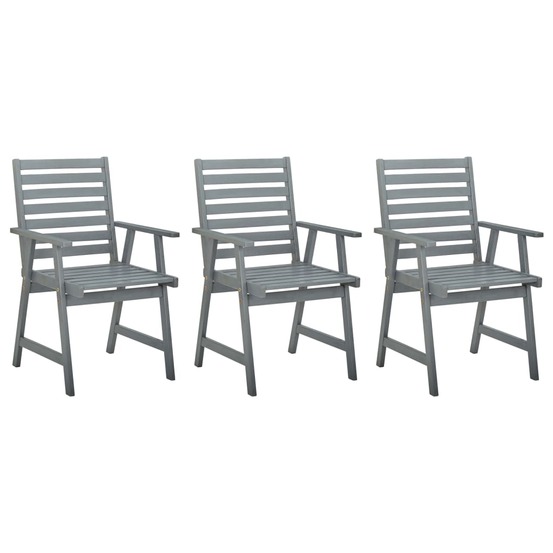 Chaises à manger d'extérieur lot de 3 gris bois d'acacia