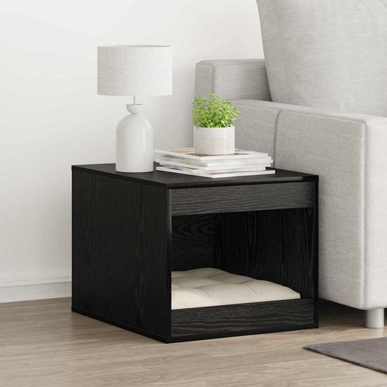 Cache litière rectangulaire bois noir 59cm pour grand chat spacieux sûr