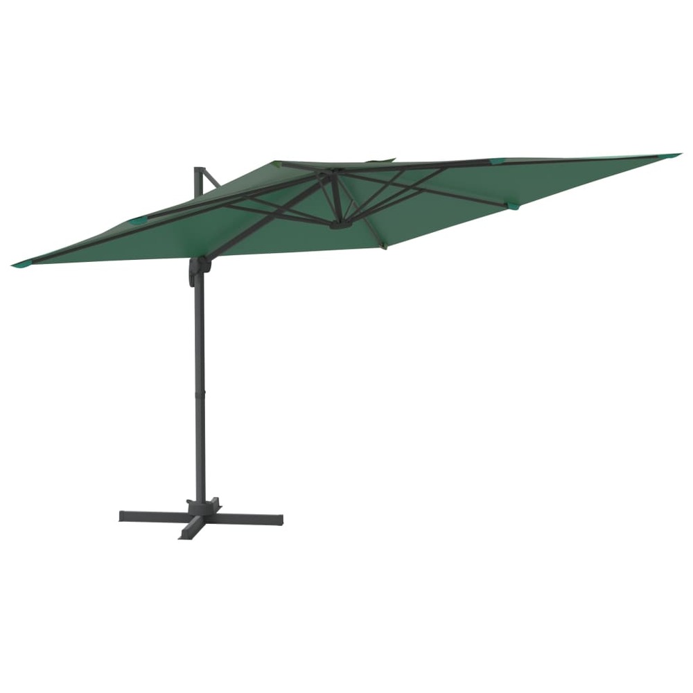 Parasol déporté avec mât en aluminium vert 300x300 cm