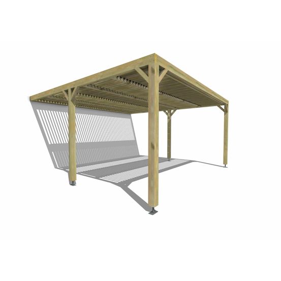 Pergola bois • 5m x 5m • adossée • sens largeur • lames orientables bioclimatiques incluses • livraison comprise
