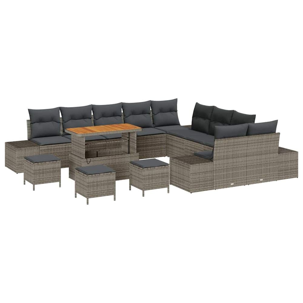Ensemble de canapé de jardin 14 pc gris polyrotin