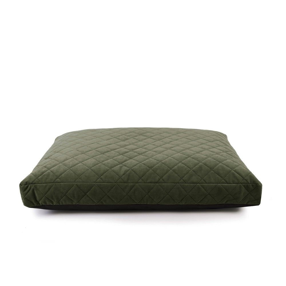 Eiffel - lit pour chien de luxe, orthopédique et déhoussable, en velours kaki, 120x80x15cm