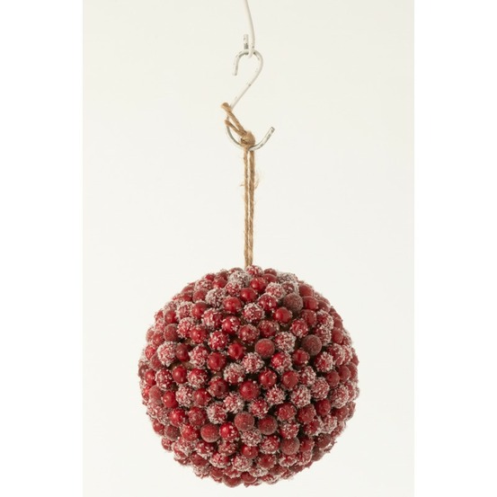 Boule de baies en résine rouge 17x17x17 cm