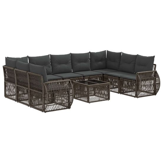 Ensemble de canapé de jardin 10 pc gris et gris foncé polyrotin