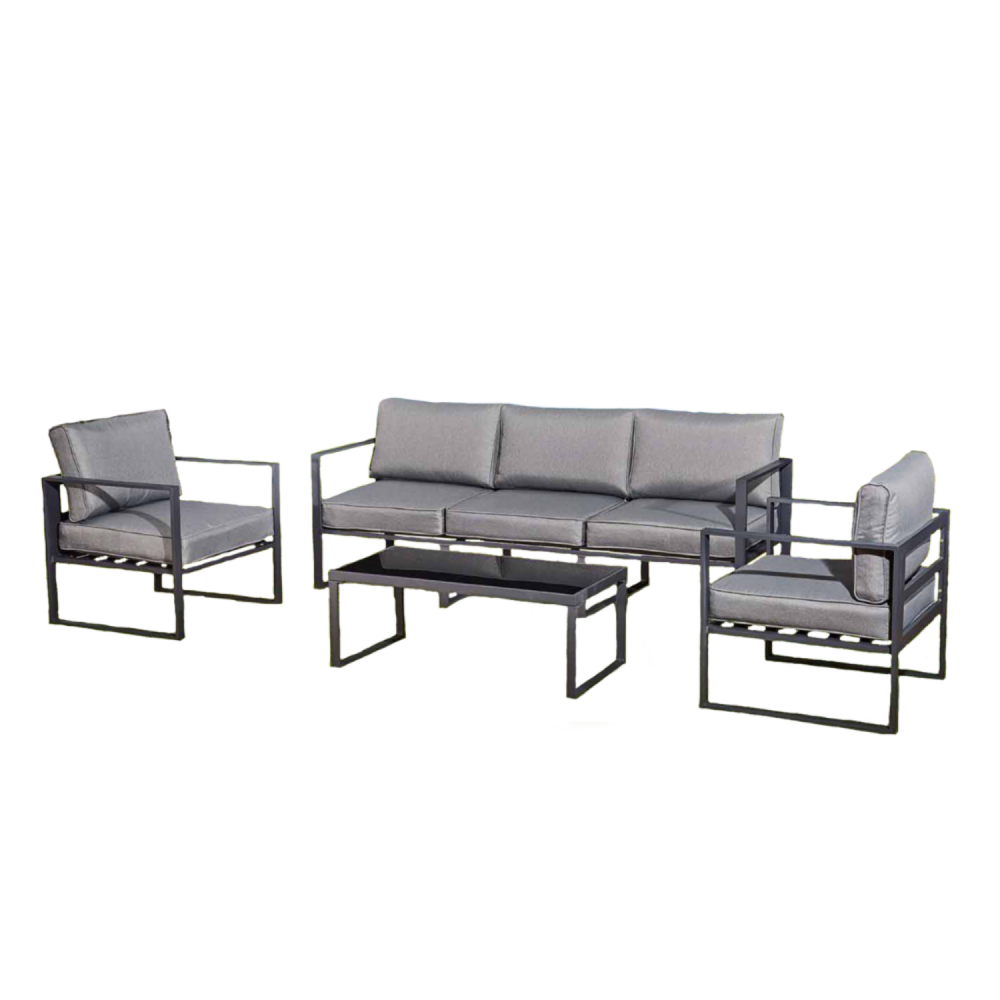Salon de jardin en aluminium gris memphis
