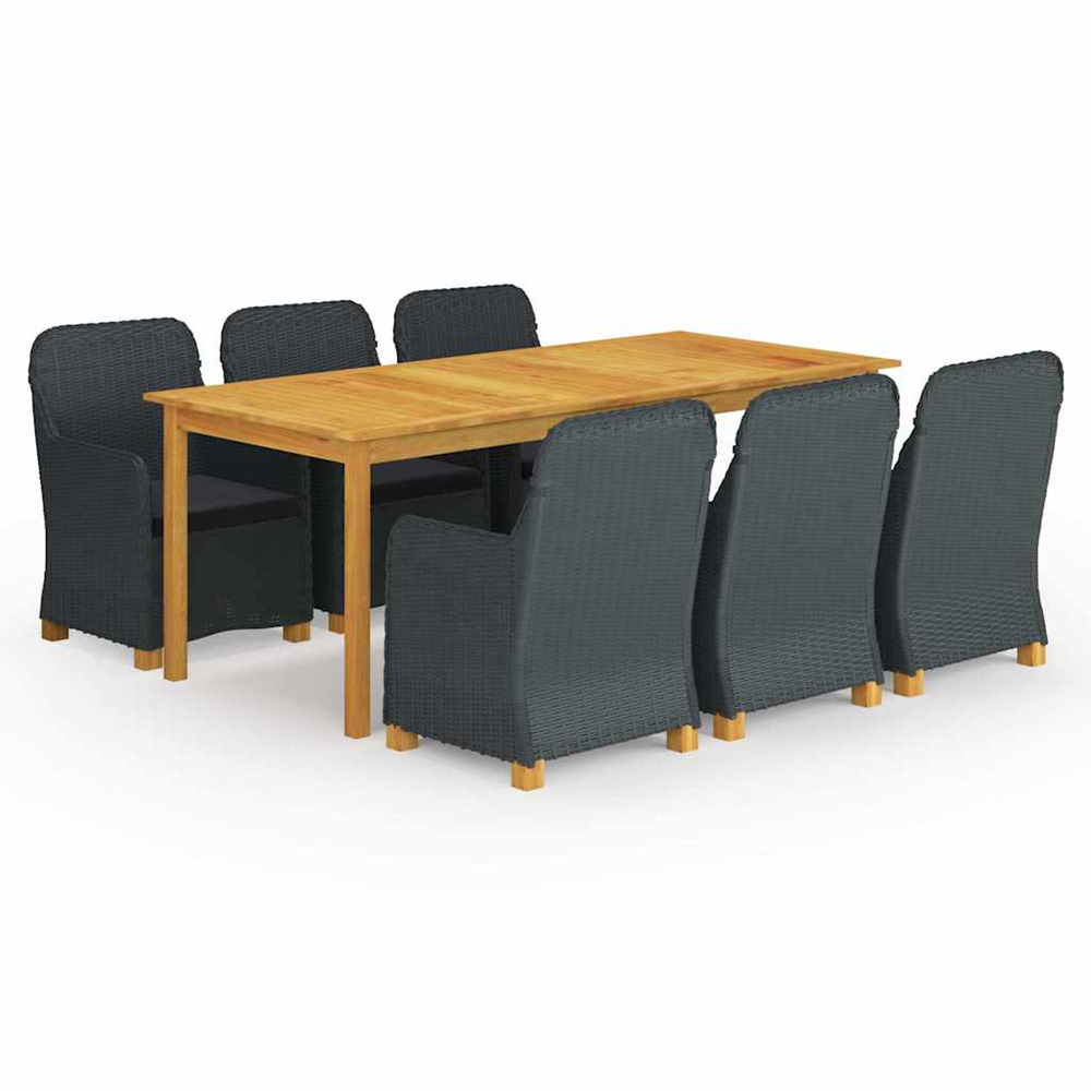 Ensemble à manger de jardin 7 pcs gris foncé