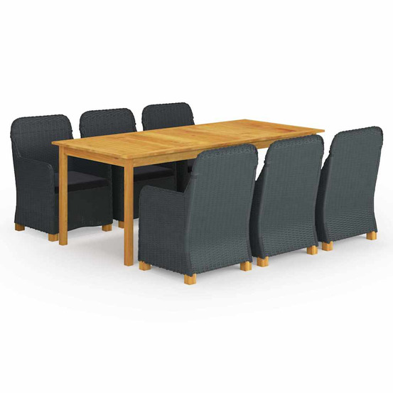 Ensemble à manger de jardin 7 pcs gris foncé