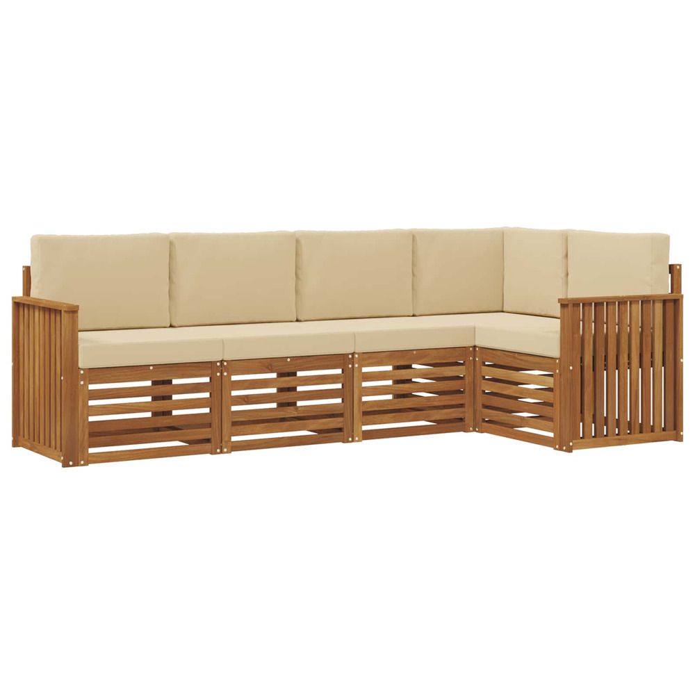 Ensemble de canapés d'extérieur 5 pc naturel et beige polyester