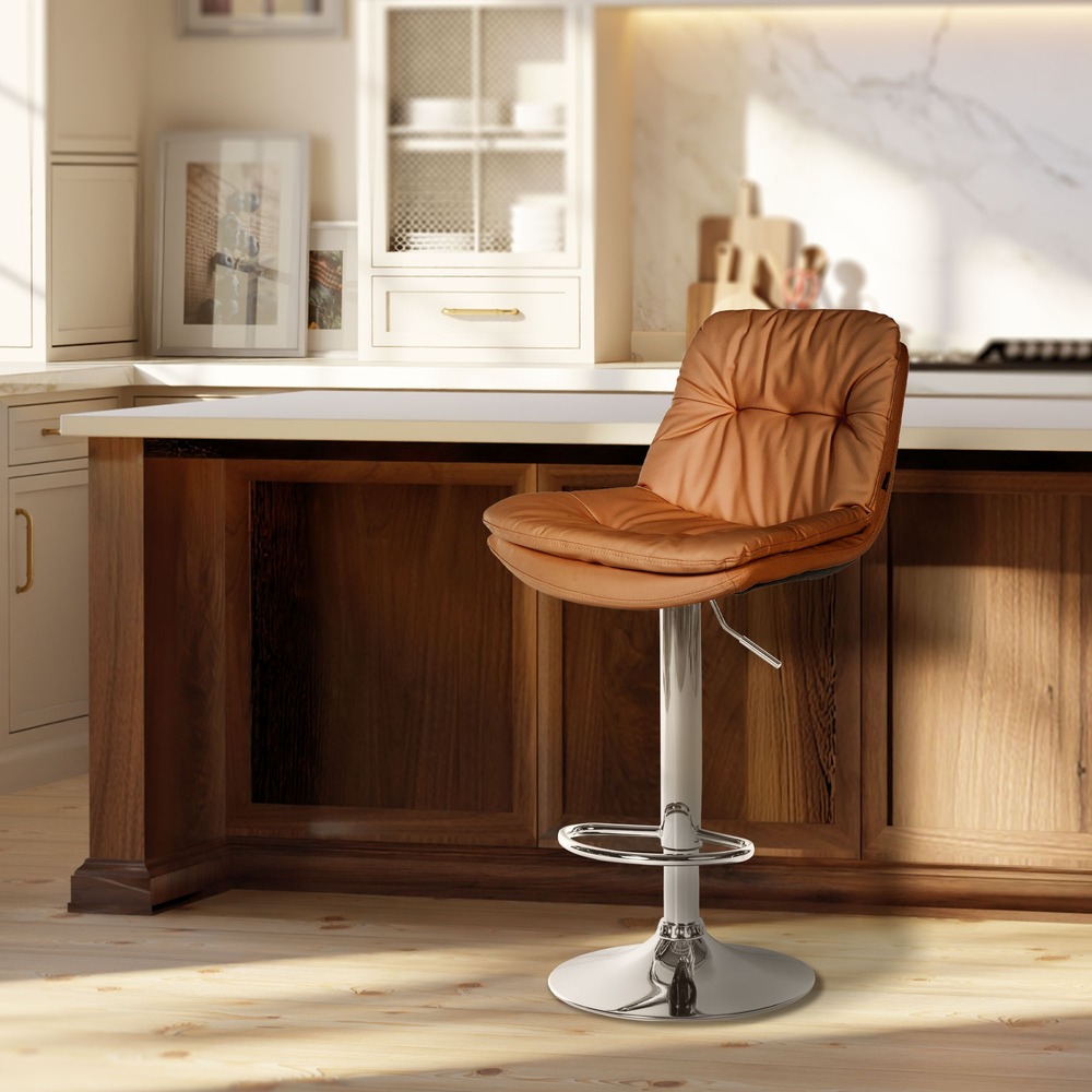 Tabouret de bar laurel simili cuir chromé