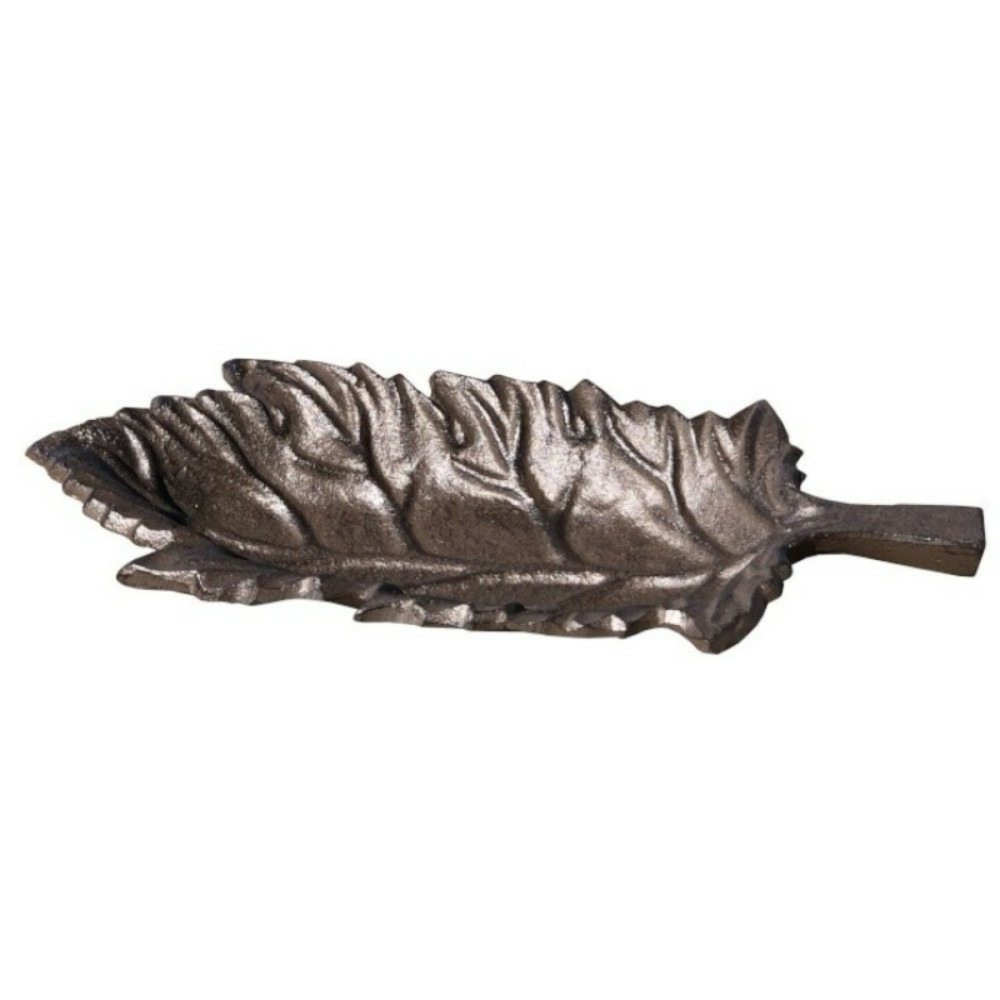 Mangeoire à oiseaux abreuvoir jardin feuille en fonte marron 26cm
