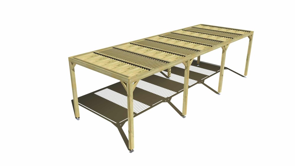 Pergola bois • 9m x 3m • indépendante • sens profondeur • lames orientables bioclimatiques incluses • livraison comprise