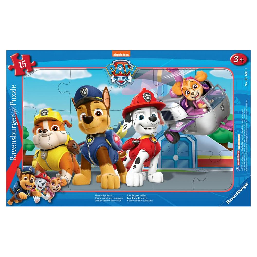 Puzzle cadre 15 p - quatre sauveteurs courageux / pat'patrouille