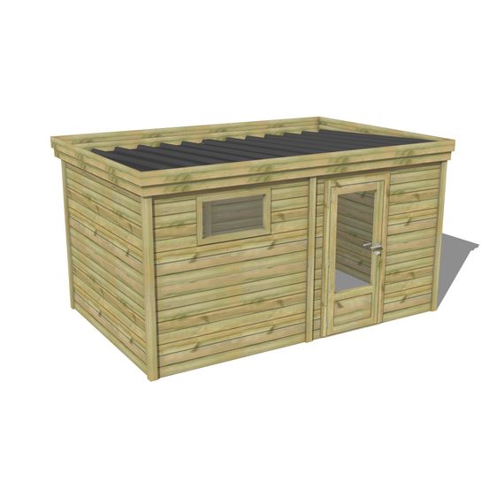 Abri de jardin bois pin traité autoclave 27mm - 4,695x2,64m / 12m2 - bac acier - abri français