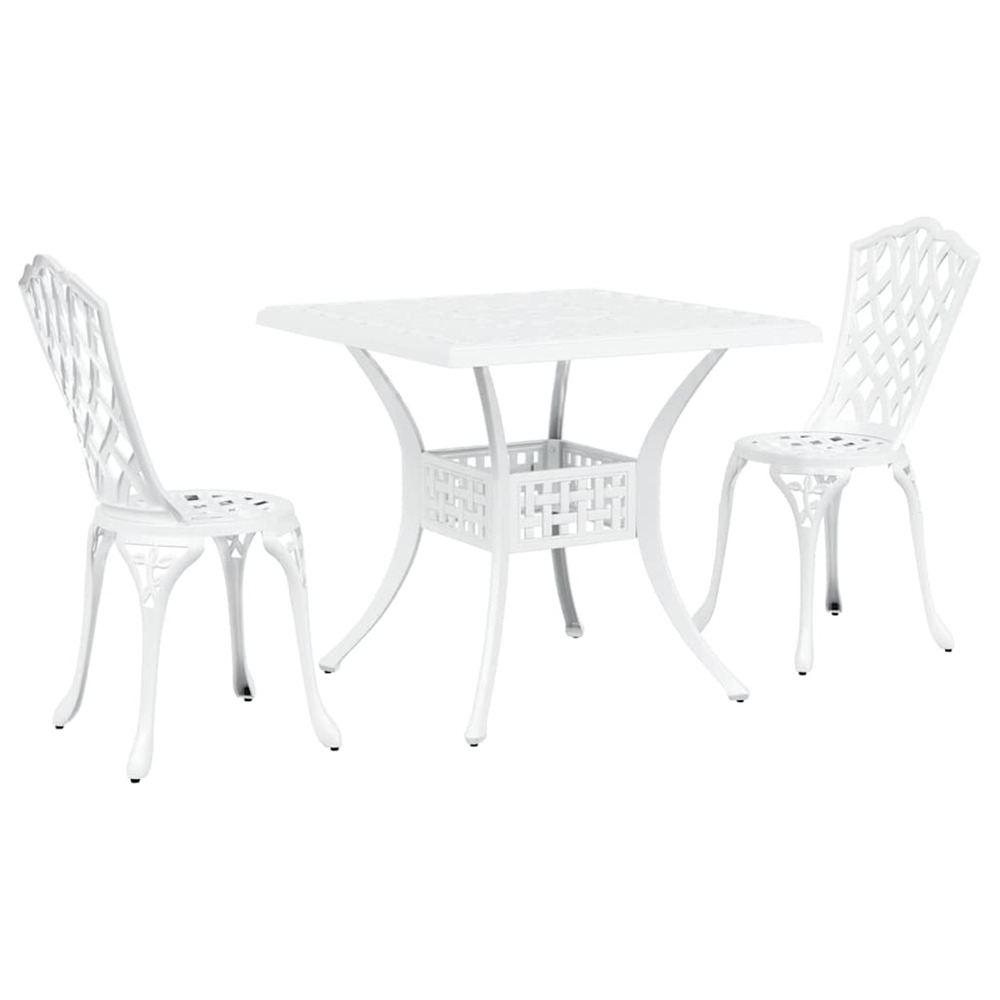 Ensemble de tables de jardin 3 pcs blanc aluminium coulé