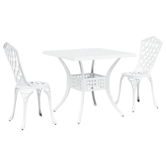 Ensemble de tables de jardin 3 pcs blanc aluminium coulé