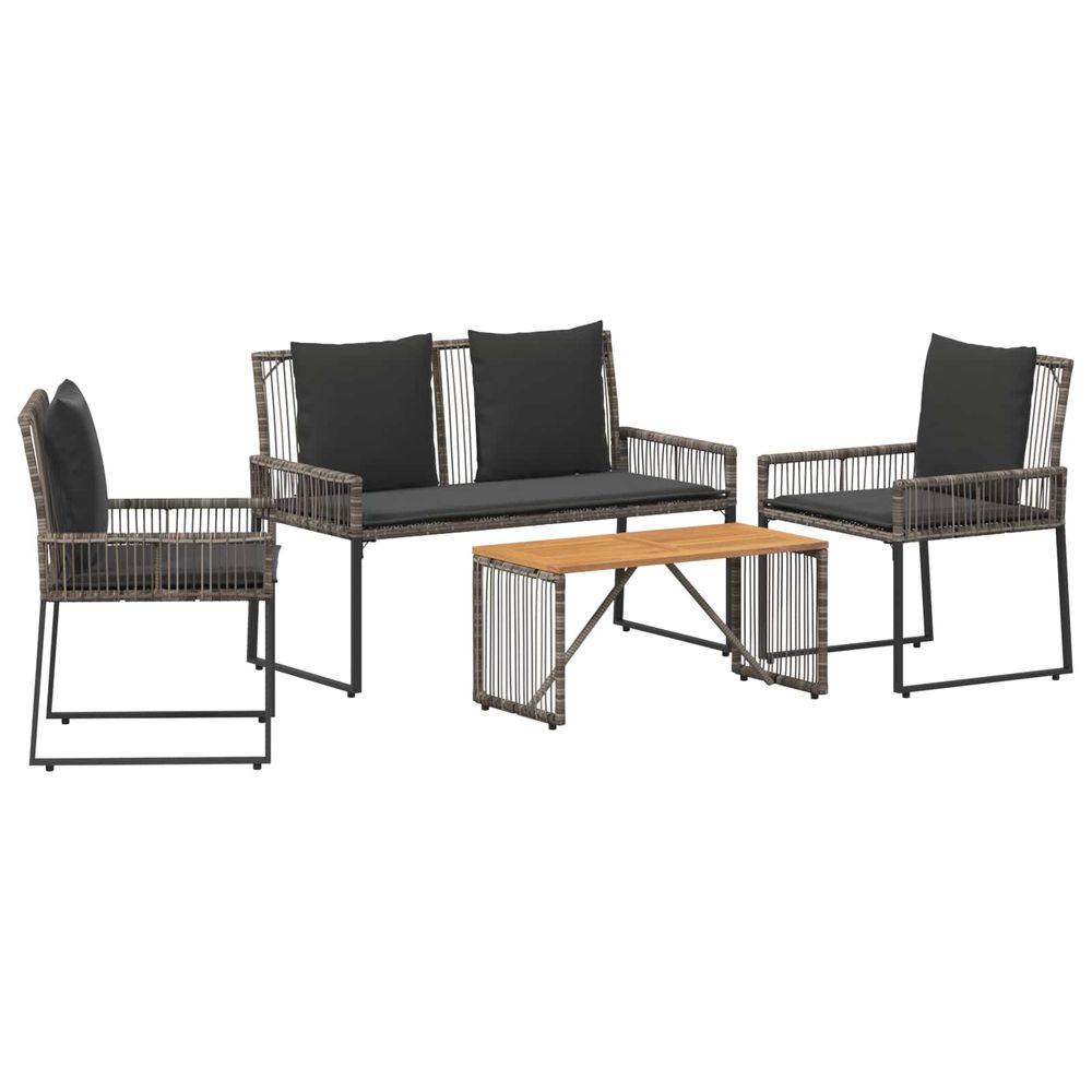 Ensemble de meubles d'extérieur 9 pc gris et gris foncé