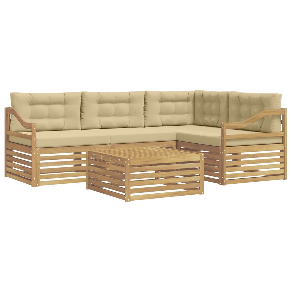 Ensemble de canapés d'extérieur 5 pc blanc et beige polyester