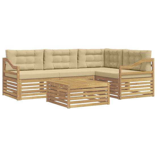 Ensemble de canapés d'extérieur 5 pc blanc et beige polyester