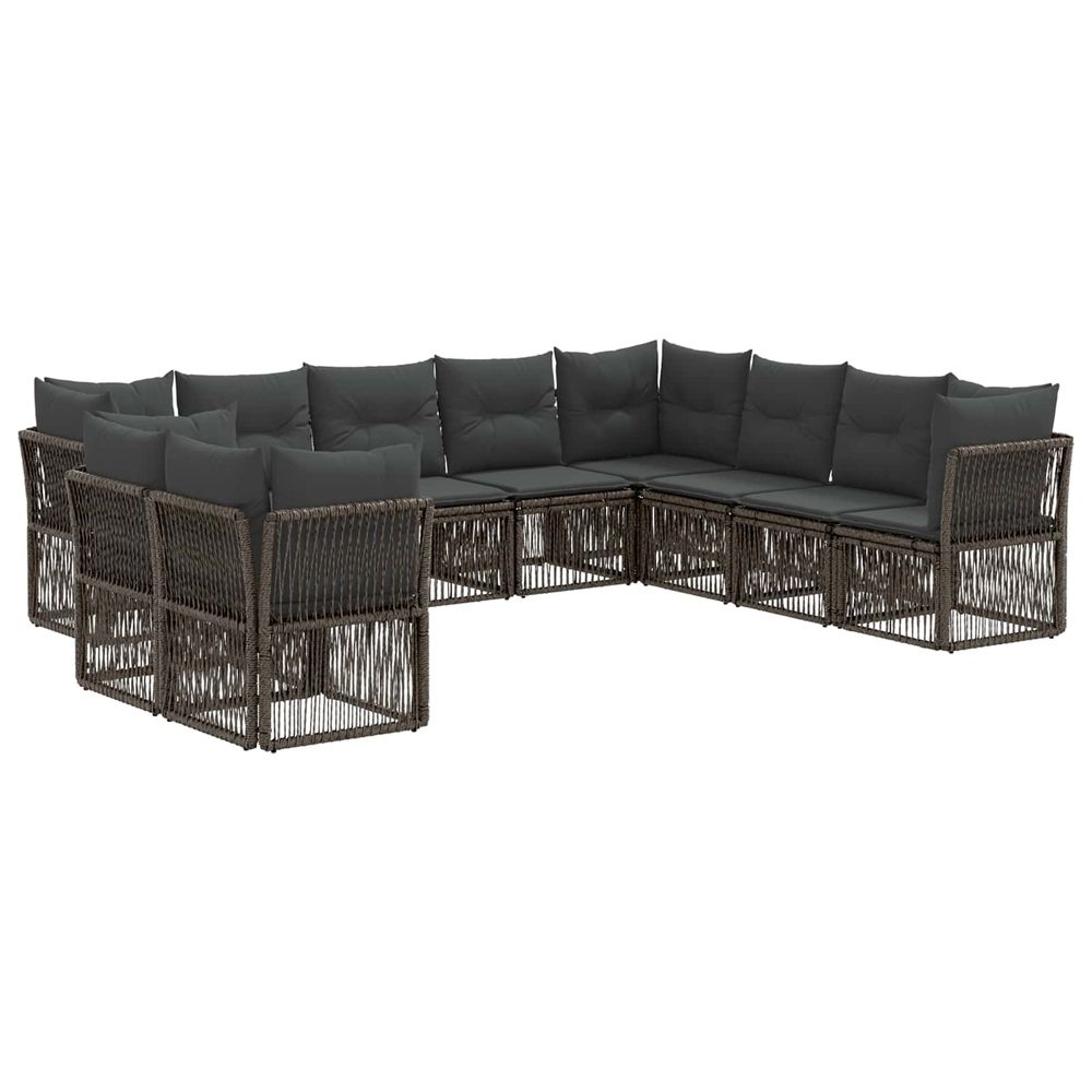 Ensemble de canapé de jardin 10 pc gris polyrotin