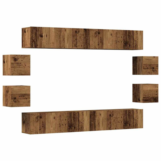 Ensemble de meuble tv mural 8 pcs vieux bois bois d'ingénierie