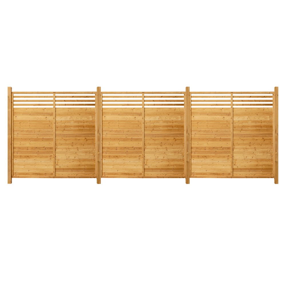 Home deluxe - clôture en bois soma - bois d'épicéa, 3 éléments + 4 poteaux - largeur : env. 590 cm, accessoires inclus i protection