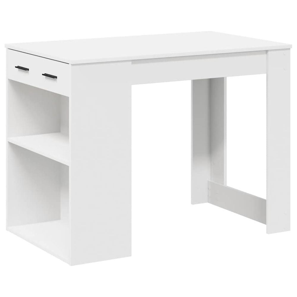 Bureau avec tiroir et étagère blanc bois d'ingénierie