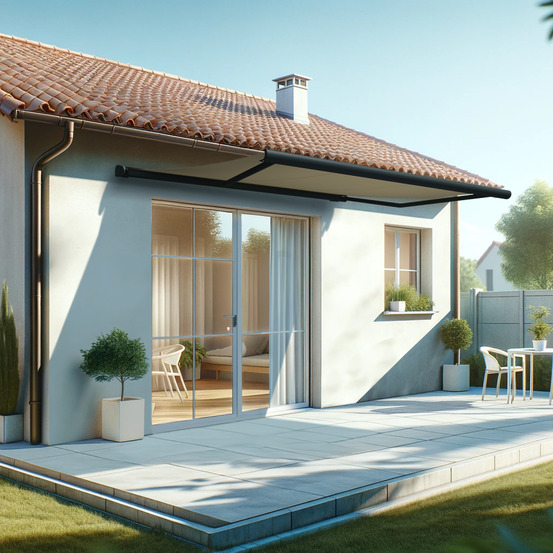 Store banne coffre intégral hevoa 4,00x3,00 m (manuelle - gris anthracite stucturé ral7016st - écru)