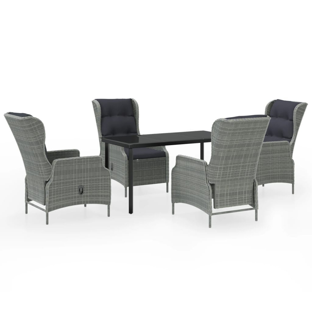 Ensemble à manger de jardin 5 pcs gris clair